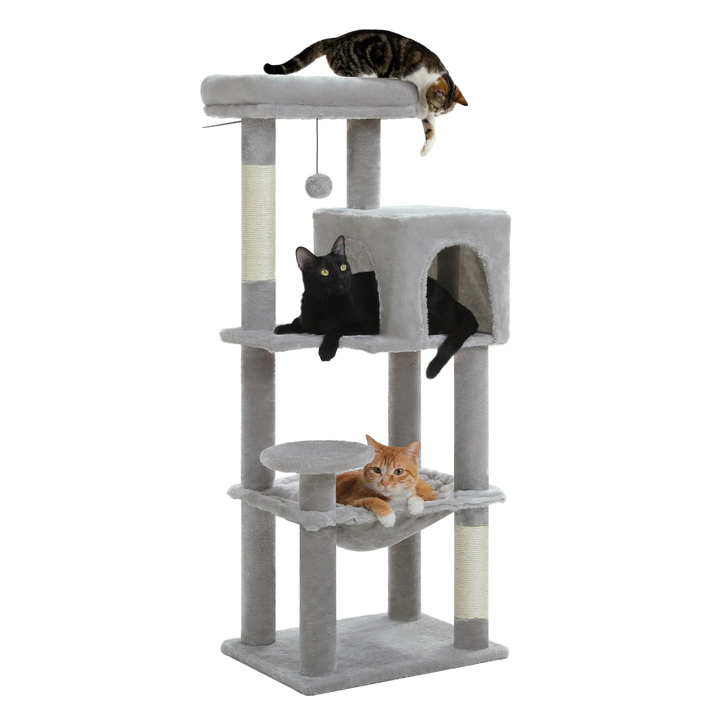 5-Level Cat Tree Tower – Plush Condo, Hammock & Sisal Scratching Posts