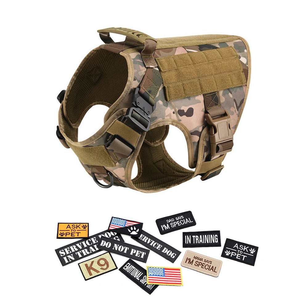 Tactical Dog Harness Set – Military Vest, Collar, Leash & Pouches