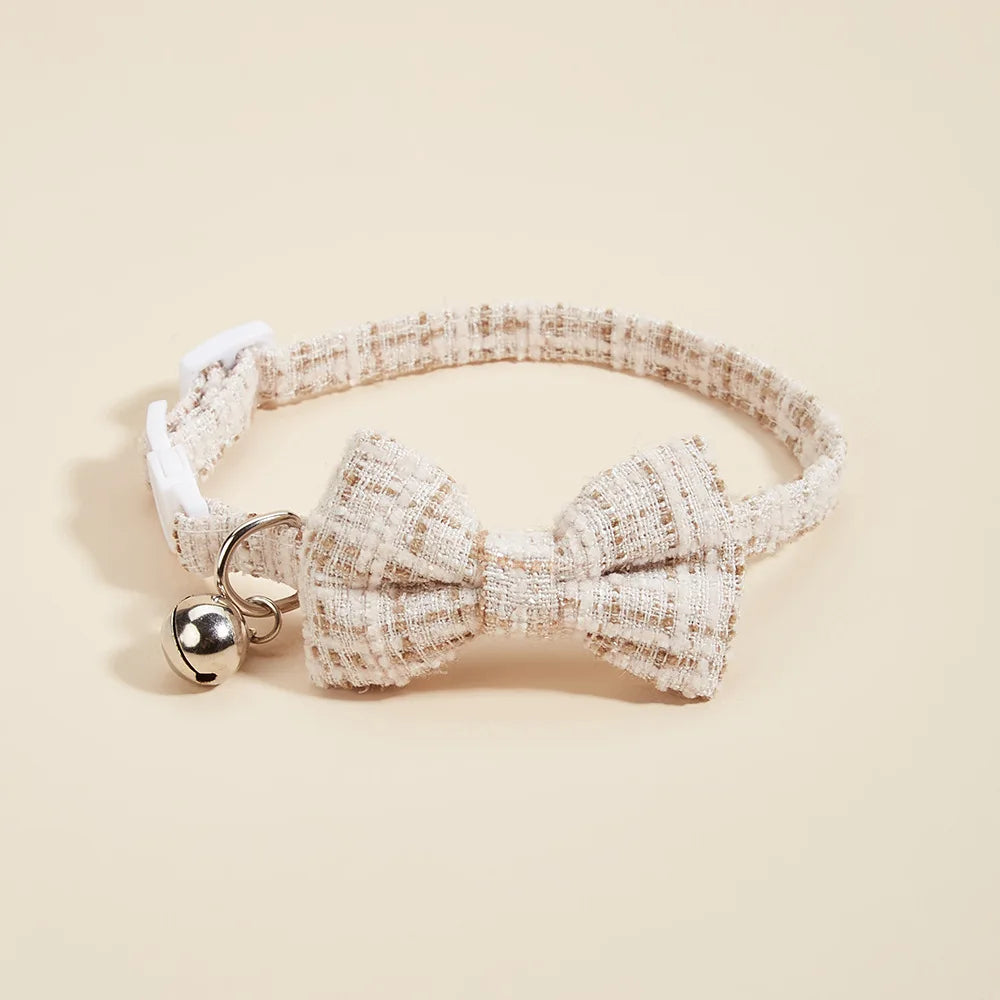 Adjustable Bow Tie Pet Collar with Bell for Cats & Small Dogs