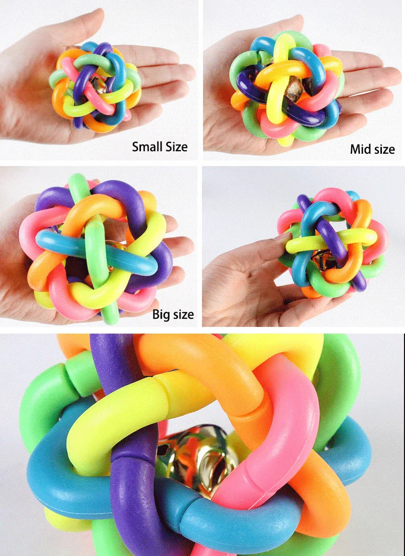 Colorful Bell Dog Ball – Bite-Resistant Rubber Fetch & Chew Toy