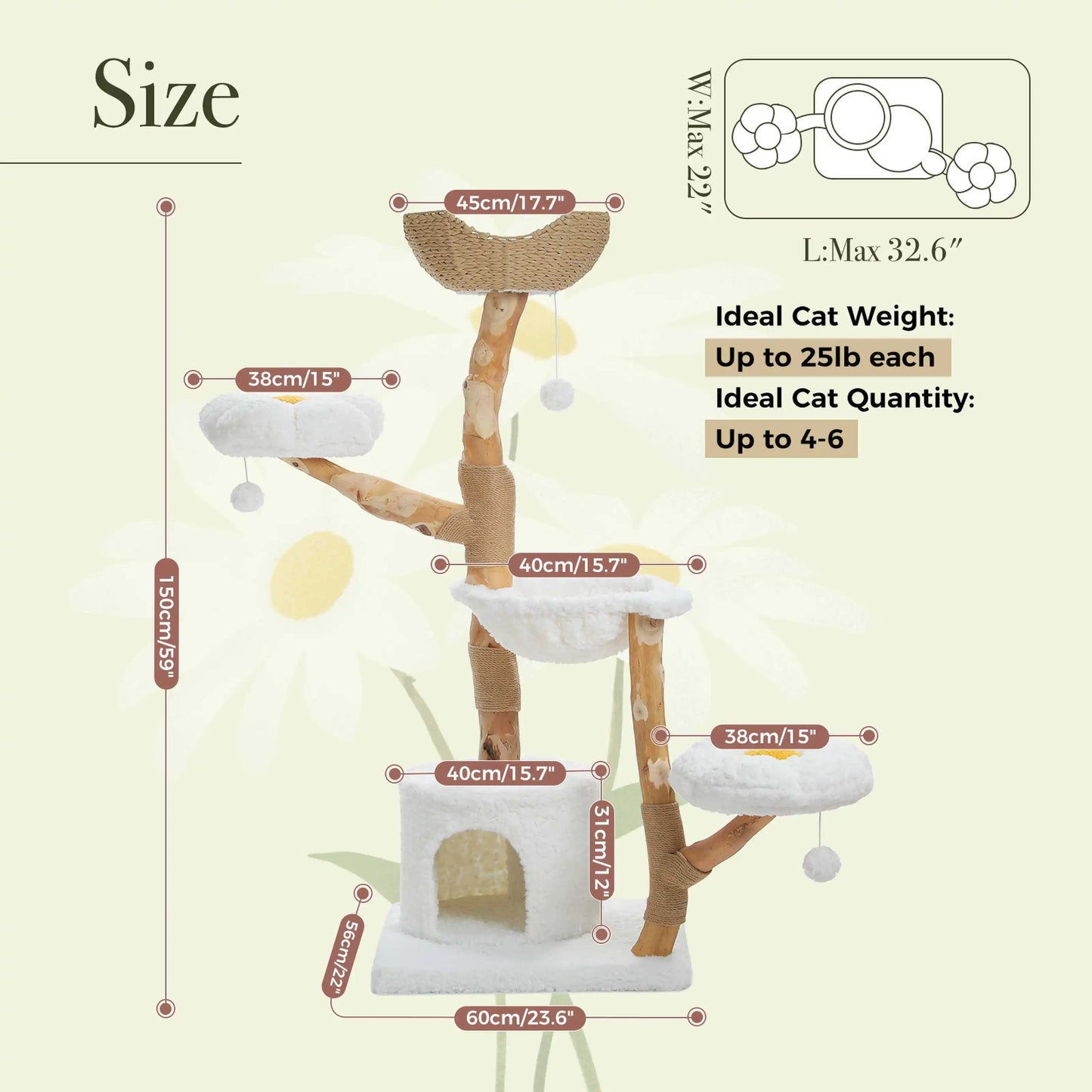 Modern Solid Wood Cat Tree – Spacious Tower with Condo, Perches & Interactive Toys