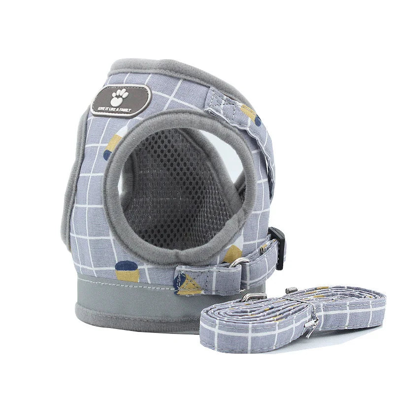 Reflective Pet Harness & Leash Set – Breathable Vest for Small Dogs & Cats