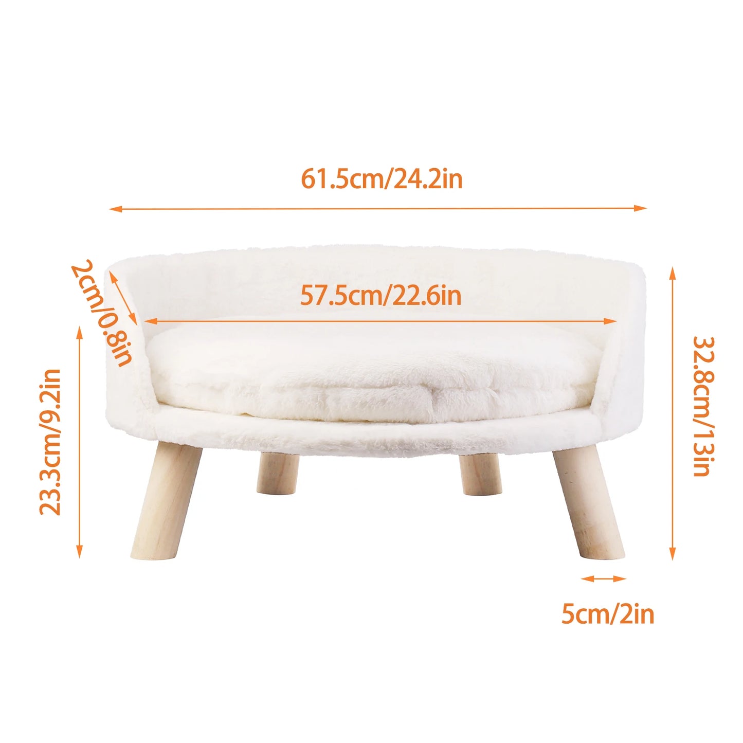 Luxuriöses Plüsch-Katzensofa mit waschbarem Kissen & Holzbeinen