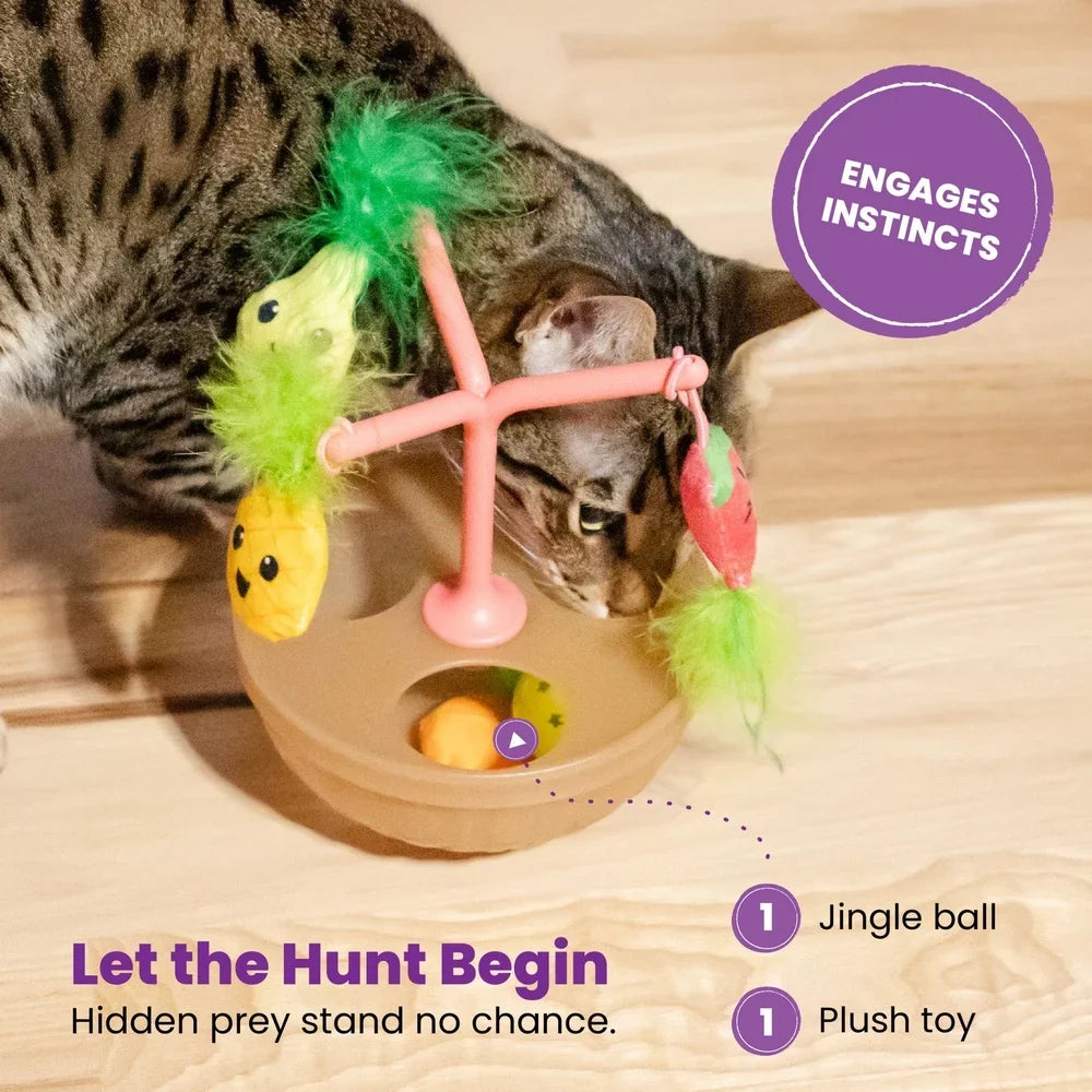 Interactive Wobble Cat Toy Bowl – Catnip Toys, Plush Flingers & Jingle Ball Set