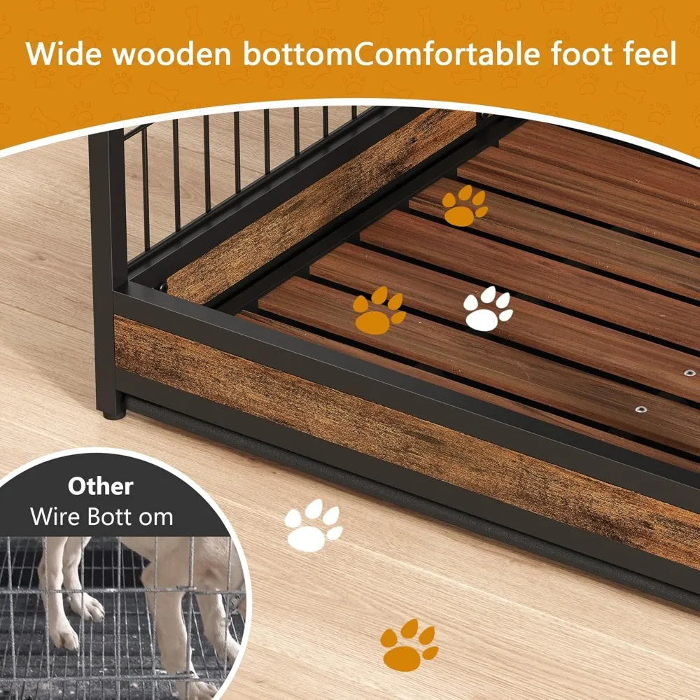 Large Wooden Dog Crate with Drawer – Heavy-Duty Indoor Cage
