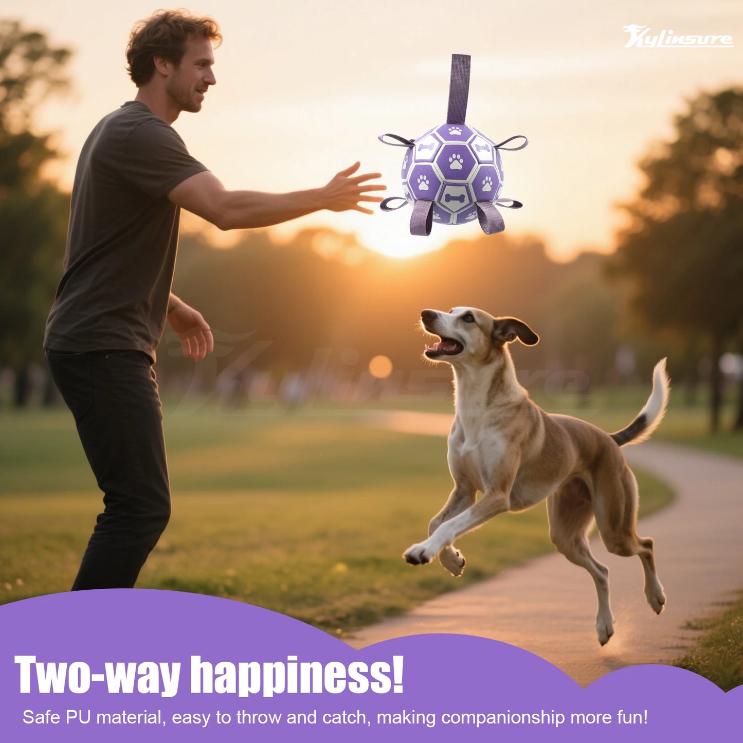 Interactive Dog Soccer Ball Toy with Straps for Tug & Water Play