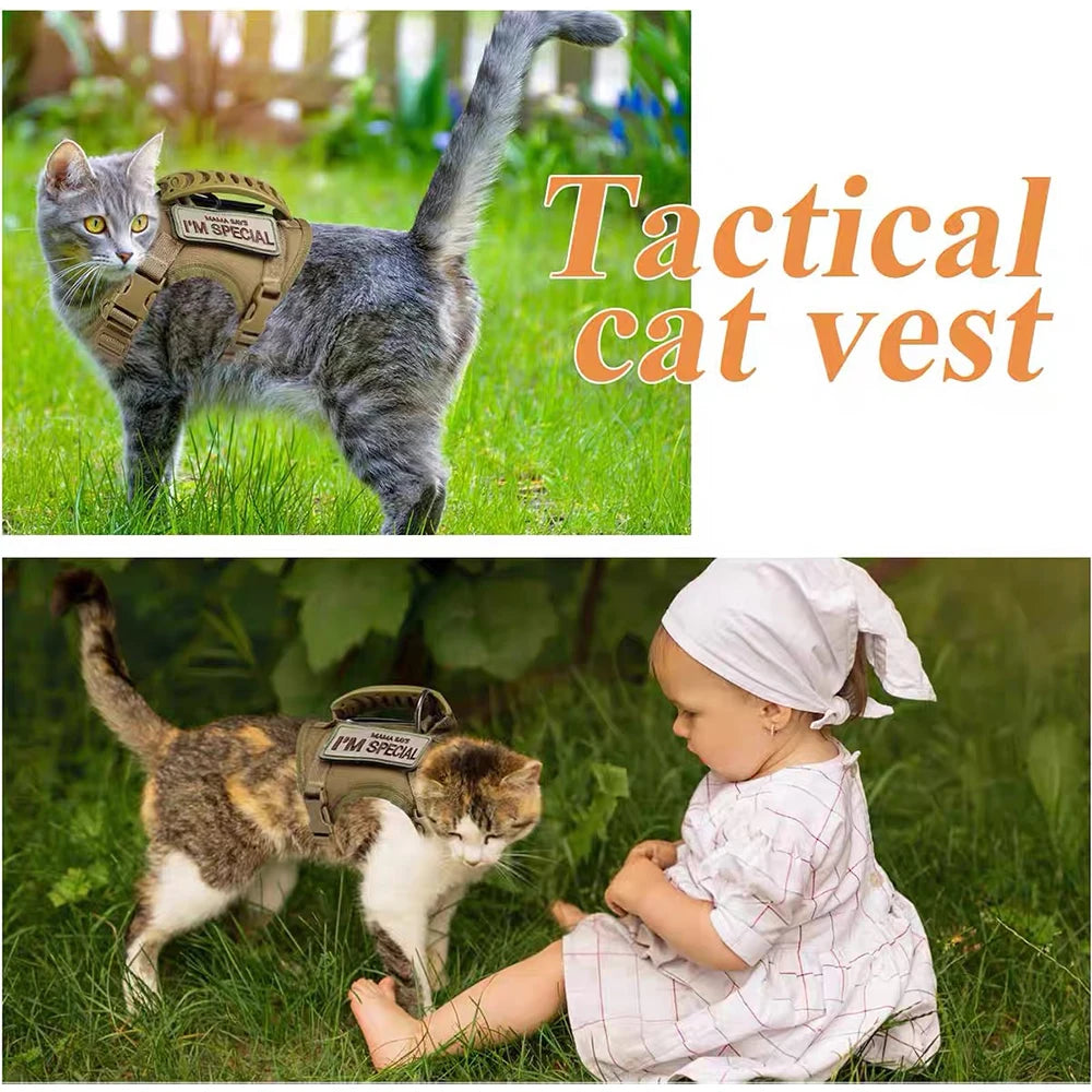 Tactical Pet Harness & Leash – Adjustable Vest with Handle for Cats & Small Dogs
