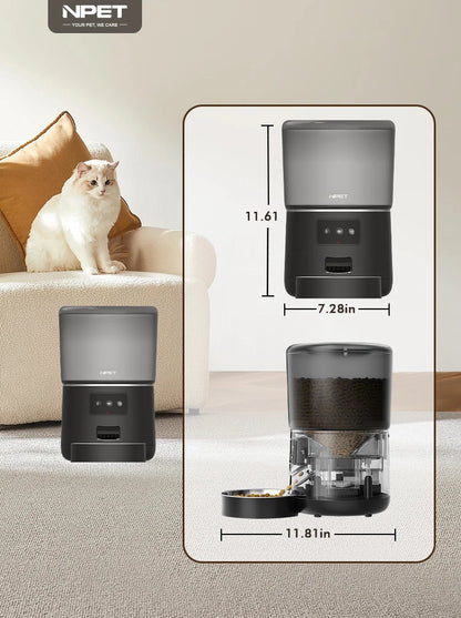 NPET 4L Smart Automatic Pet Feeder with Stainless Steel Bowl