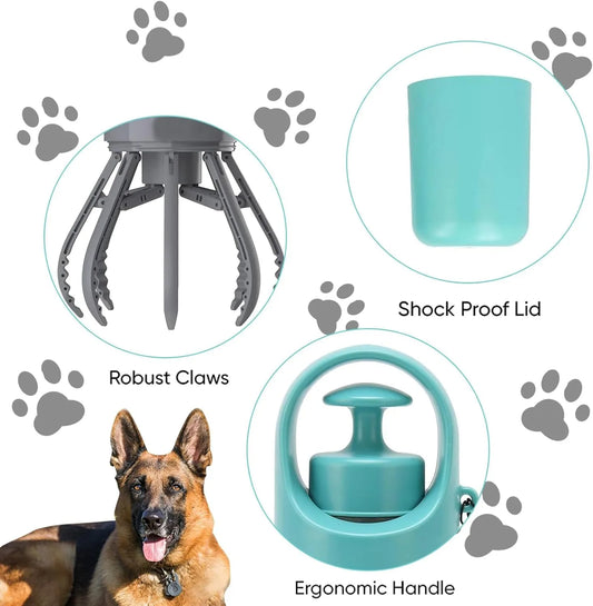 Portable Dog Pooper Scooper with Waste Bag Holder & One-Hand Pickup