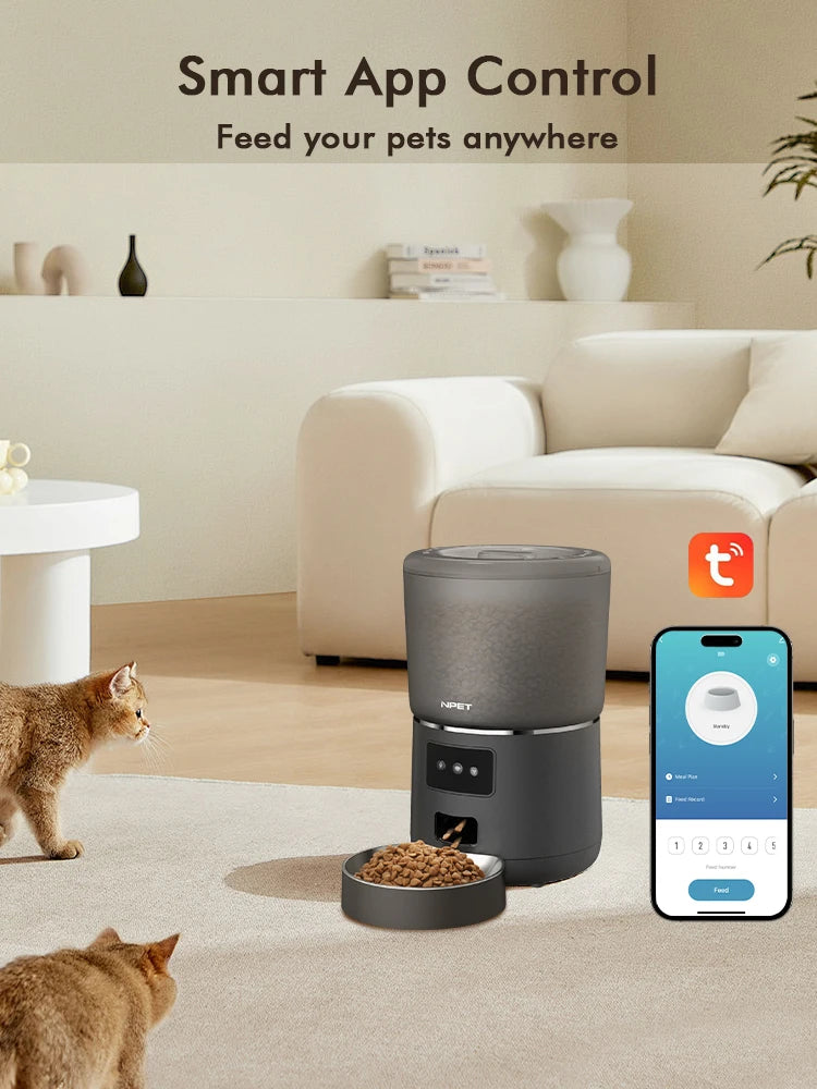 NPET 4L Smart Automatic Pet Feeder with Stainless Steel Bowl