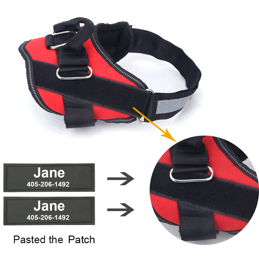 No-Pull Reflective Dog Harness – Adjustable Breathable Vest with Custom ID Patch