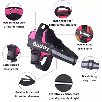 Personalized No-Pull Reflective Dog Harness – Breathable Training Vest