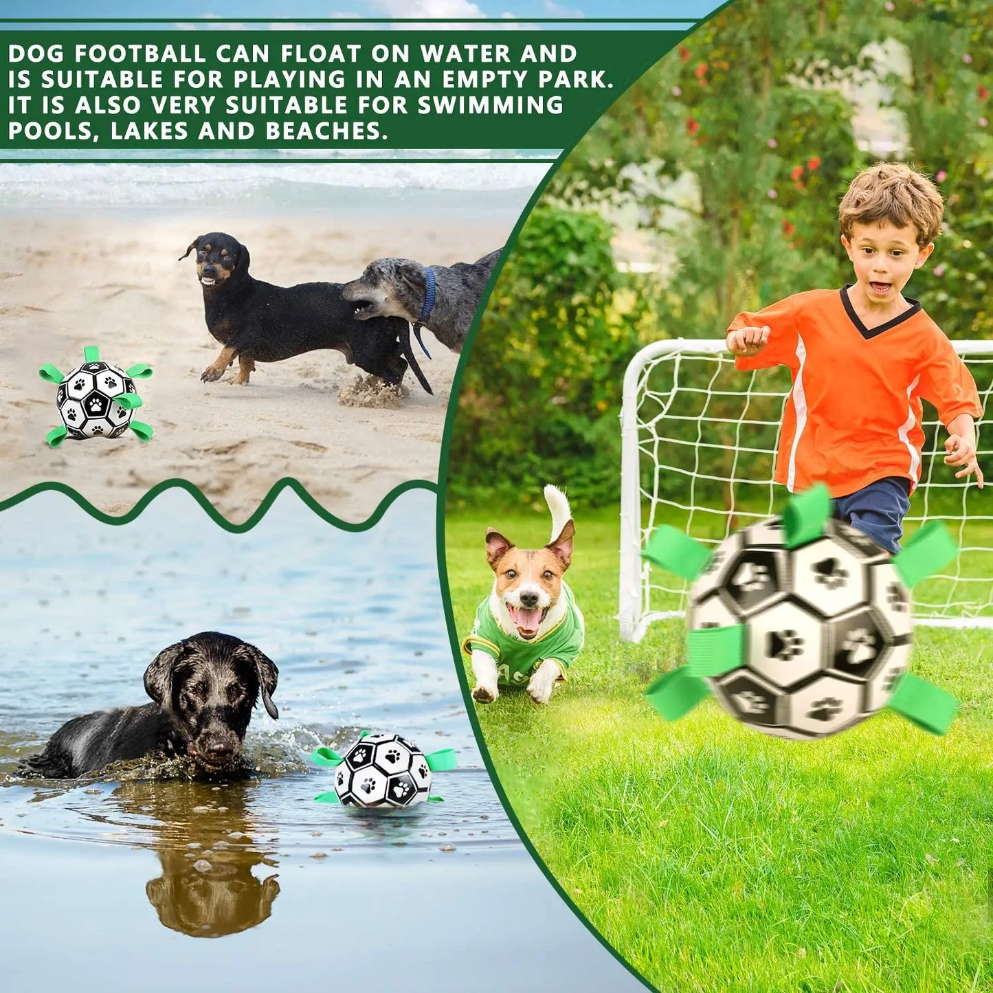 Interactive Dog Football Toy with Grab Tabs for Outdoor Play