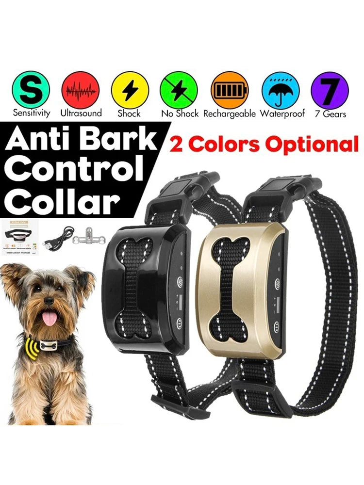 Rechargeable Anti-Bark Dog Collar – Waterproof Automatic Training with Safe Correction Modes