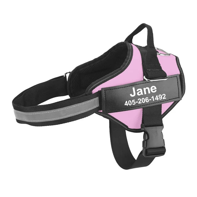 No-Pull Reflective Dog Harness – Adjustable Breathable Vest with Custom ID Patch