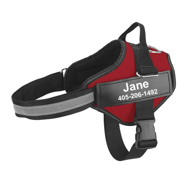 No-Pull Reflective Dog Harness – Adjustable Breathable Vest with Custom ID Patch