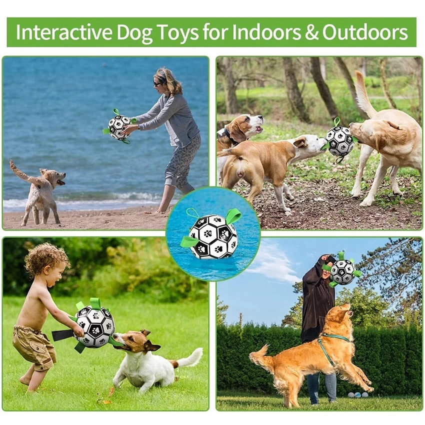 Interactive Dog Football Toy with Grab Tabs for Outdoor Play