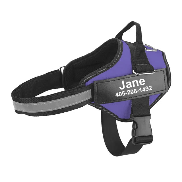 No-Pull Reflective Dog Harness – Adjustable Breathable Vest with Custom ID Patch