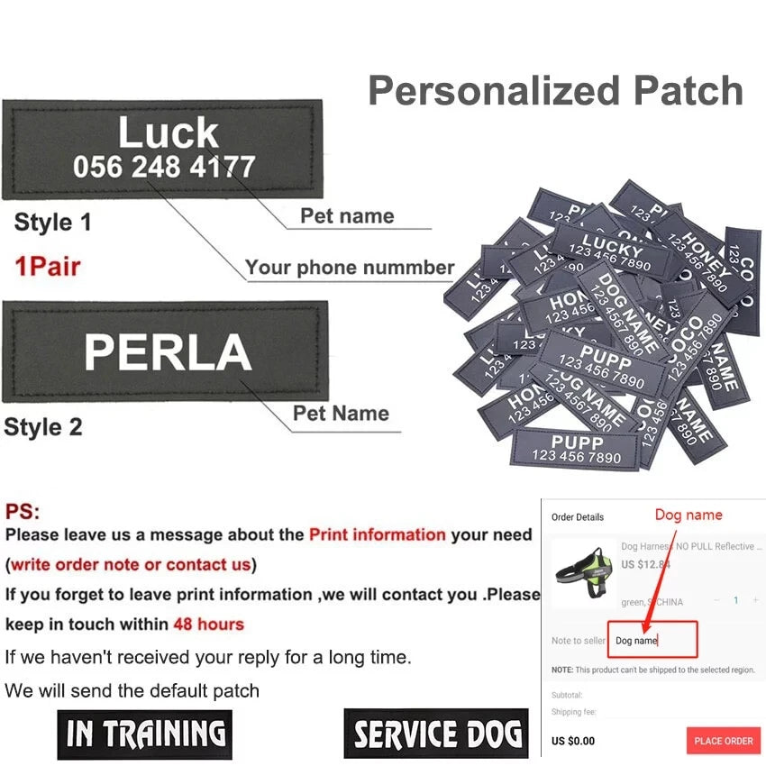 No-Pull Reflective Dog Harness – Adjustable Breathable Vest with Custom ID Patch