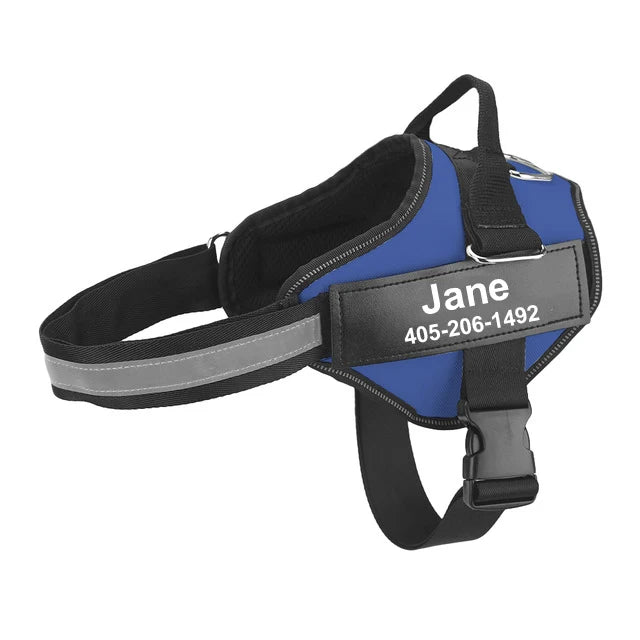 No-Pull Reflective Dog Harness – Adjustable Breathable Vest with Custom ID Patch