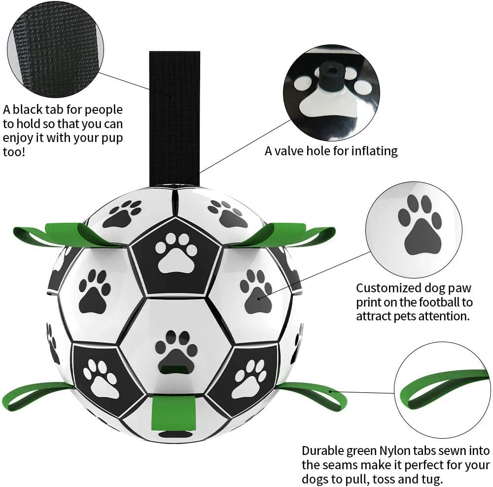 Interactive Dog Football Toy with Grab Tabs for Outdoor Play