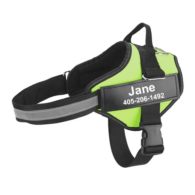 No-Pull Reflective Dog Harness – Adjustable Breathable Vest with Custom ID Patch