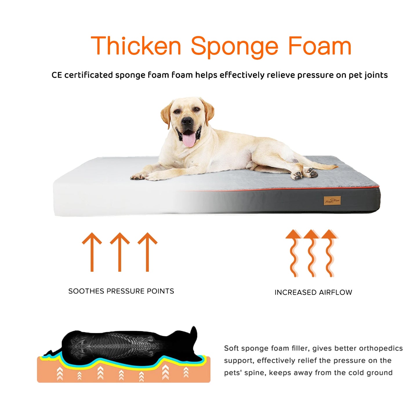 Orthopedic Memory Foam Dog Bed with Waterproof Washable Cover