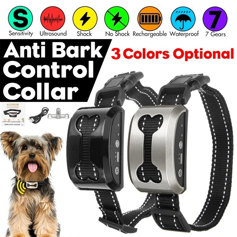 Rechargeable Anti-Bark Dog Collar – Waterproof Automatic Training with Safe Correction Modes