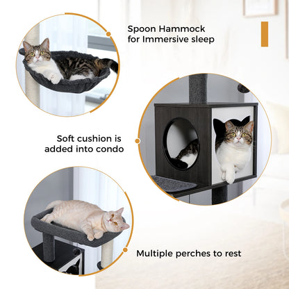 Multi-Level Cat Tree with Condo, Hammock & Scratching Posts