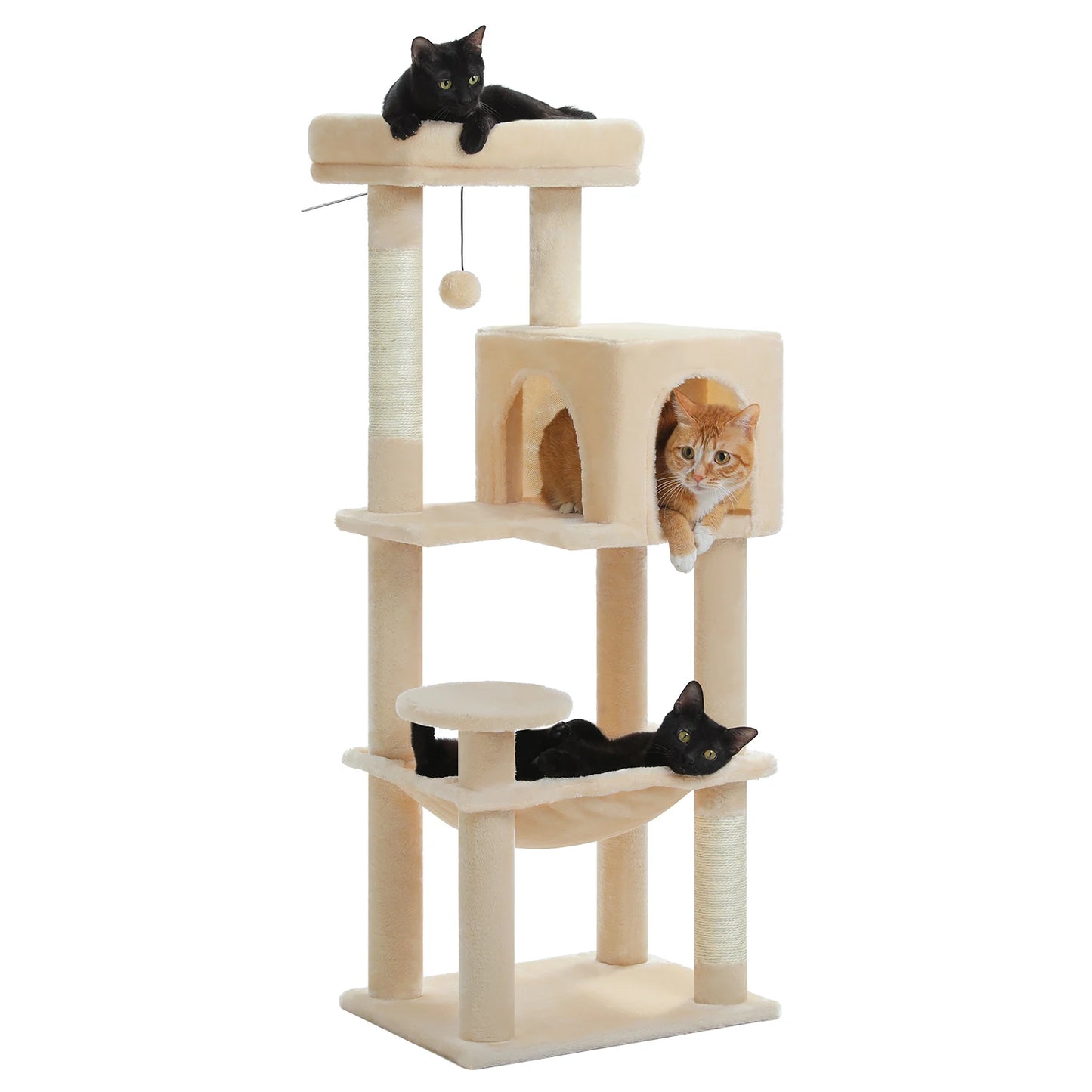 5-Level Cat Tree Tower – Plush Condo, Hammock & Sisal Scratching Posts