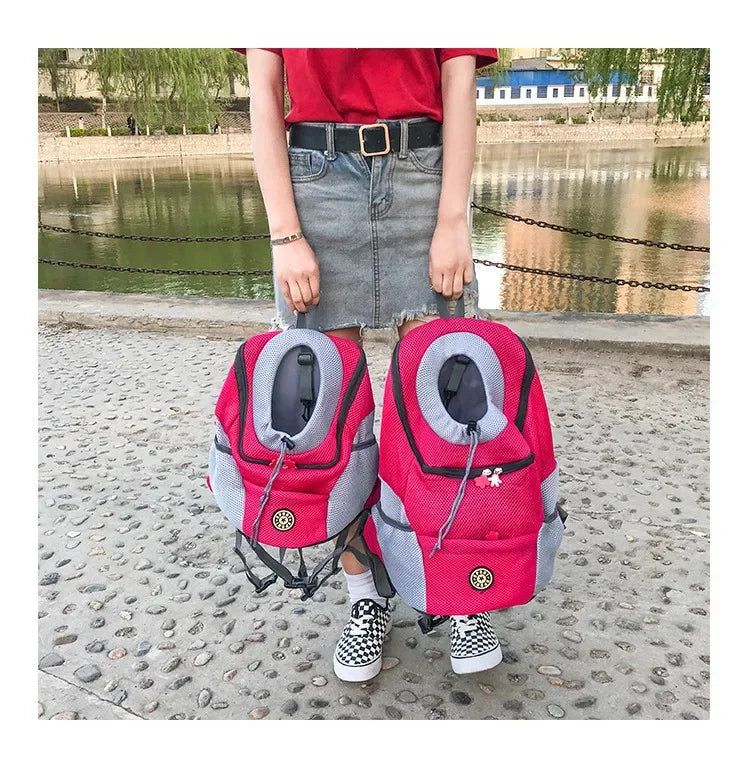 Portable Pet Carrier Backpack – Breathable Front Travel Bag for Dogs & Cats