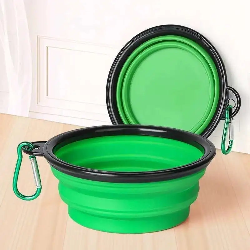 2-in-1 Collapsible Dog Travel Bowl – Double Folding Food & Water Bowl Portable Outdoor Feeder