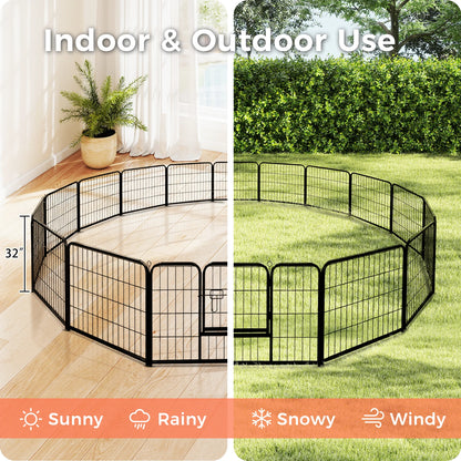 Foldable Metal Dog Playpen with Door – Indoor & Outdoor Puppy Fence