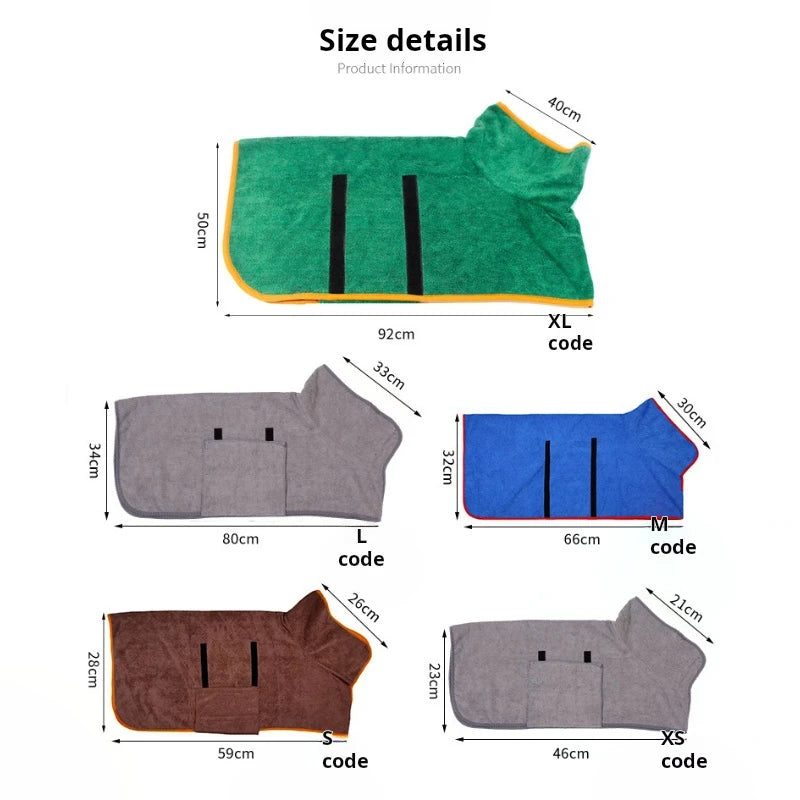 Microfiber Pet Bathrobe – Fast-Drying Absorbent Towel Coat for Dogs