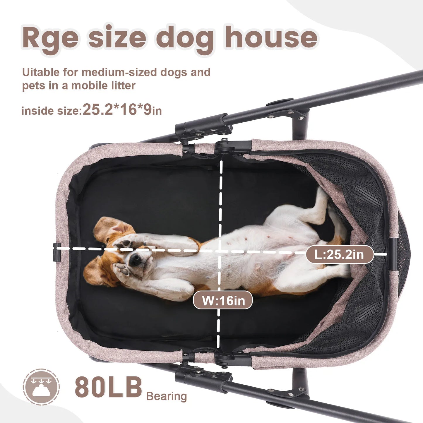 Foldable Pet Stroller – 4-Wheel Travel Buggy with Storage Bag for Dogs & Cats