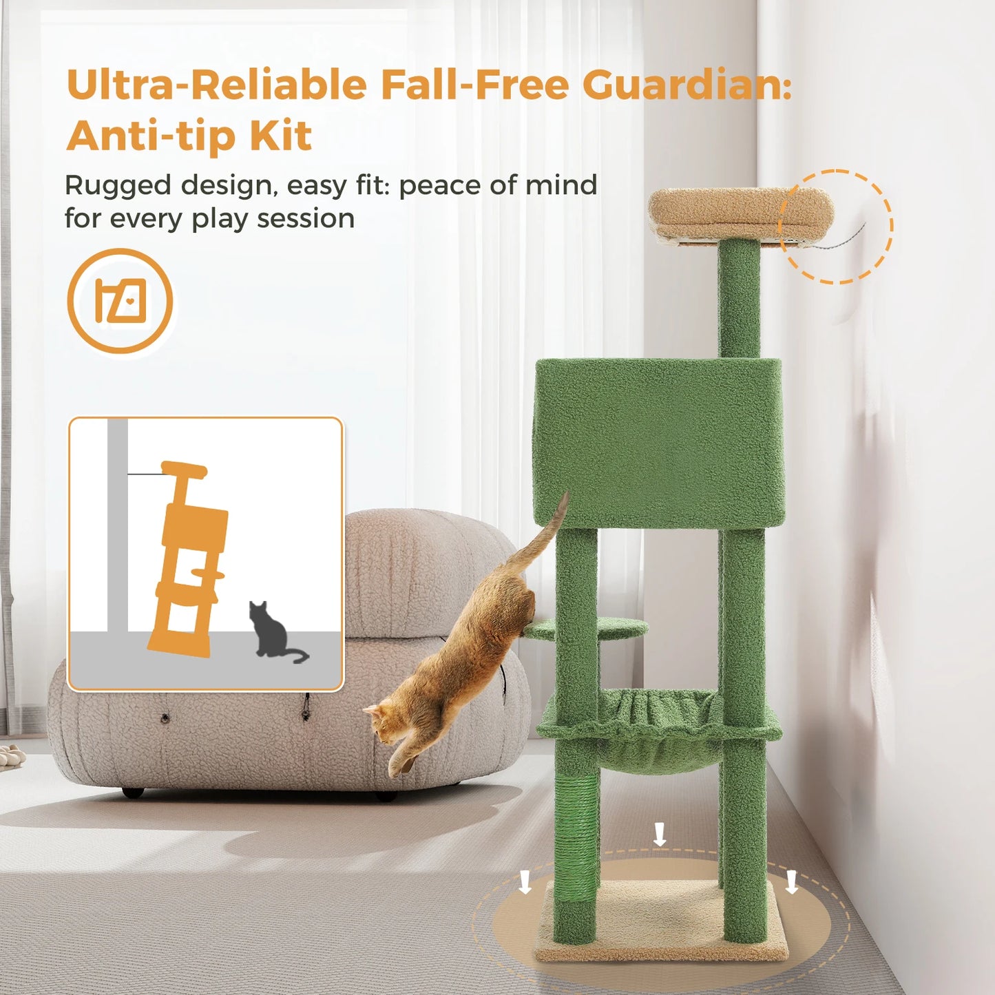 5-Level Cat Tree Tower – Plush Condo, Hammock & Sisal Scratching Posts