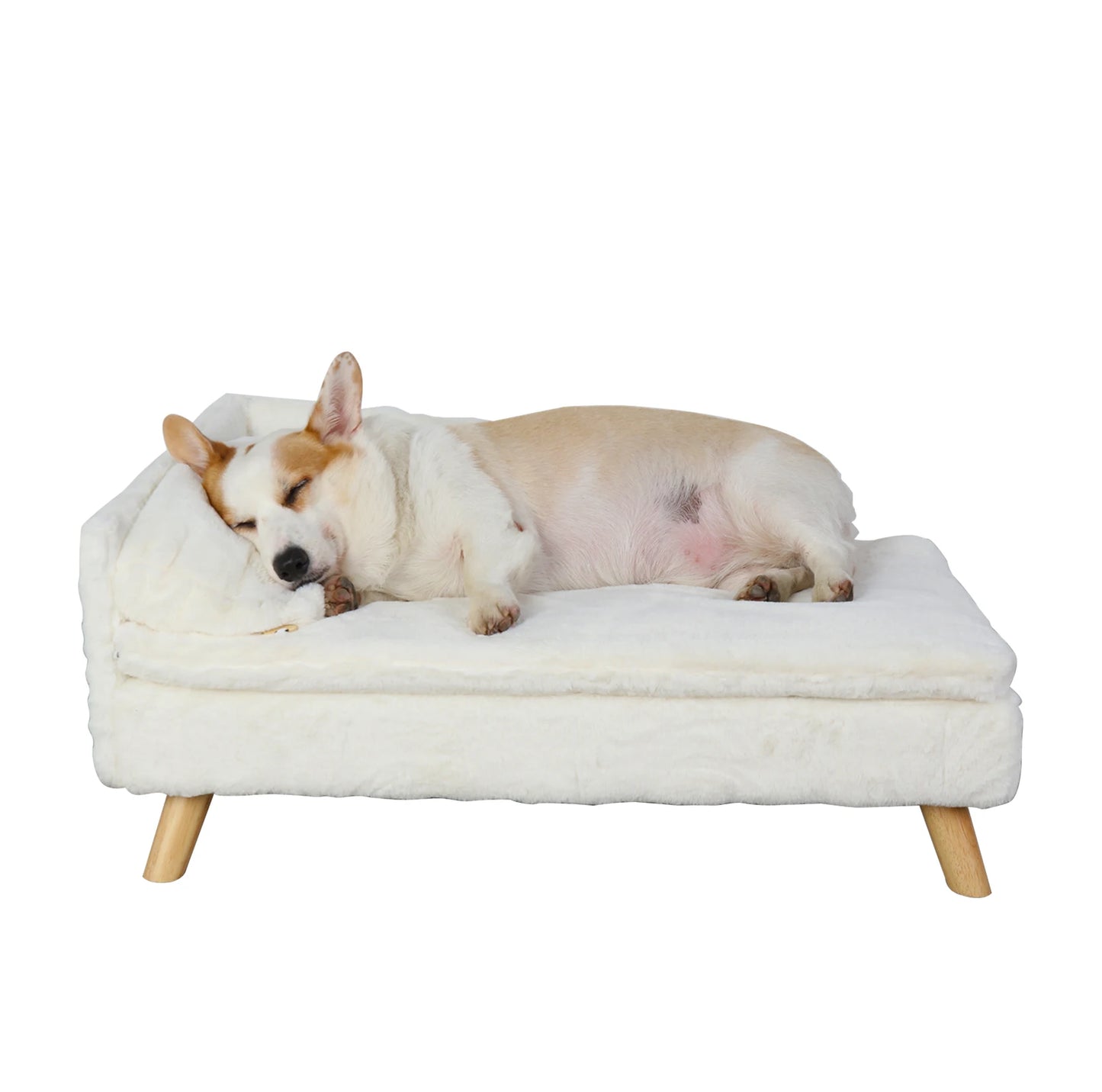 Nordic Elevated Pet Bed – Wooden Leg Sofa for Small Dogs & Cats