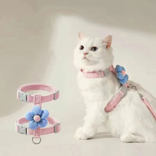 Adjustable Pet Harness & Leash Set – Breathable Walking Vest for Cats & Small Dogs