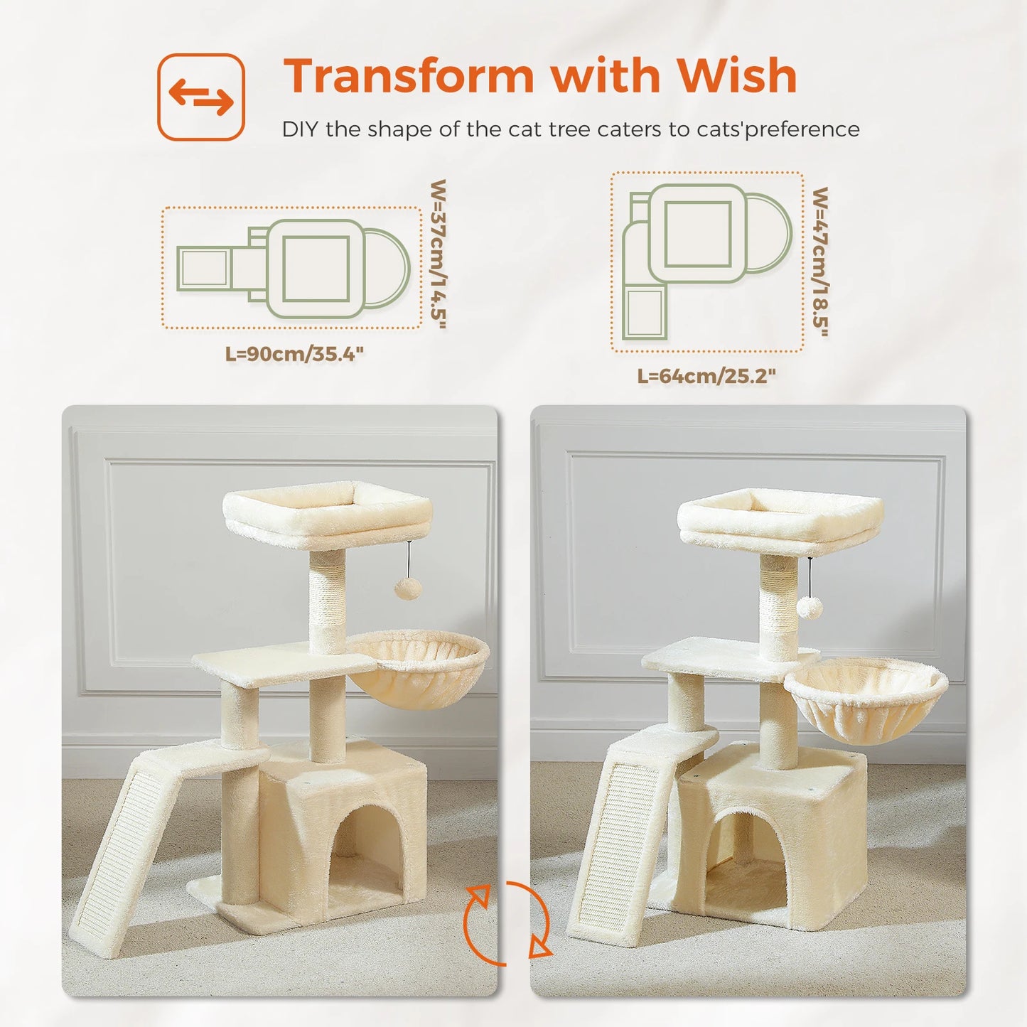 Cat Tree Tower – Cozy Condo, Wide Perch & Sisal Scratching Posts with Plush & Toy