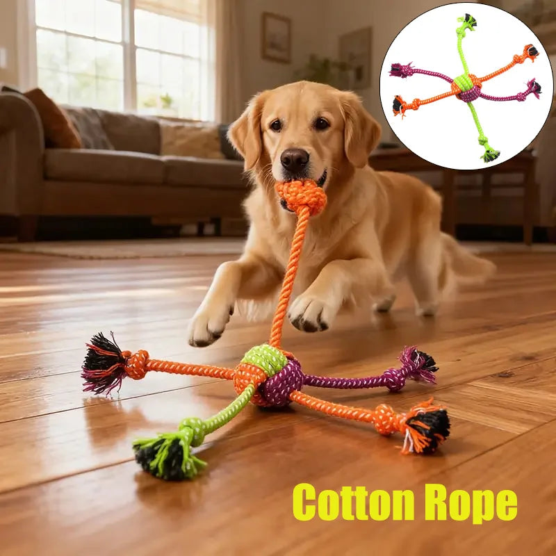 Durable Dog Rope Toy – Interactive Teeth Cleaning Chew Toy for Dogs & Puppies