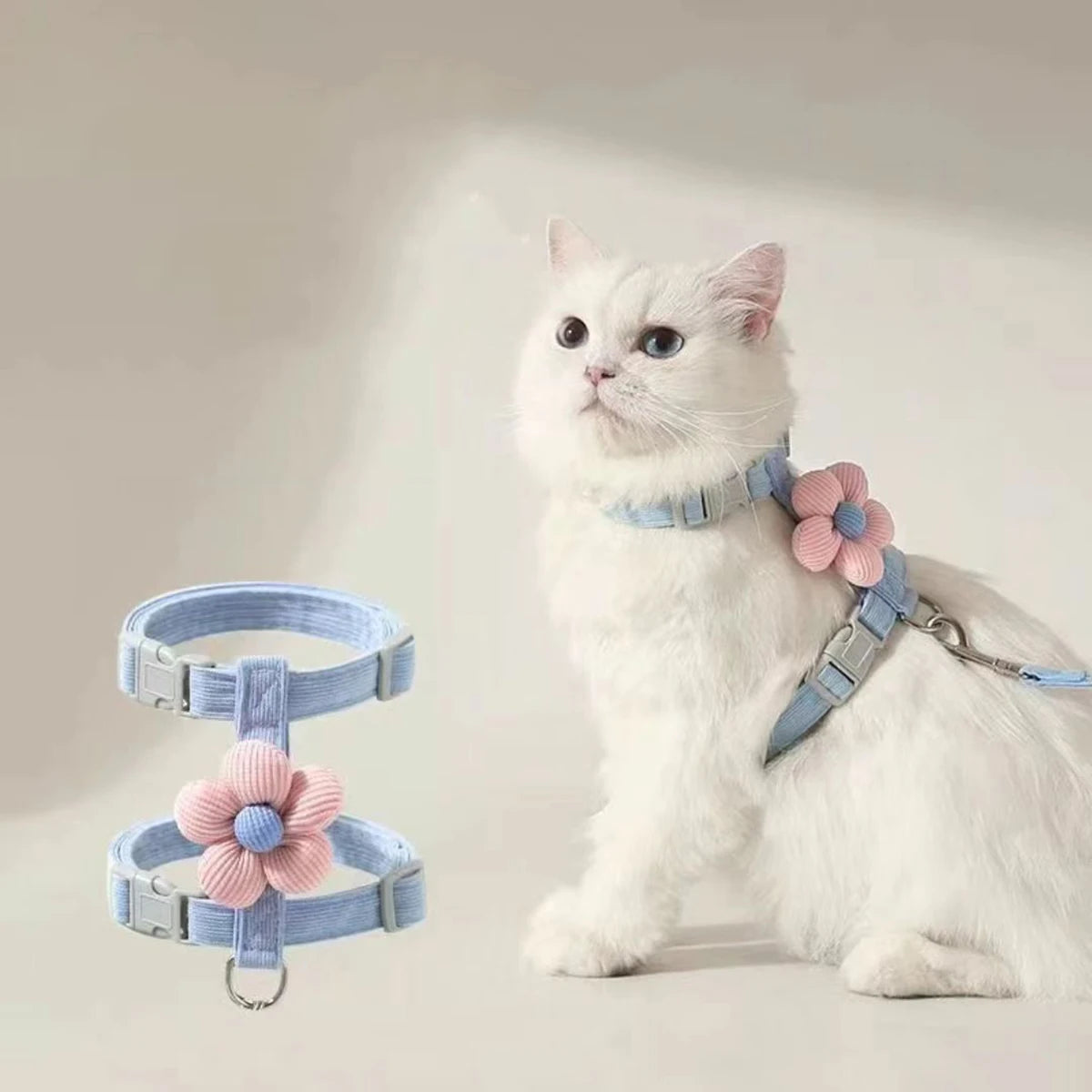 Adjustable Pet Harness & Leash Set – Breathable Walking Vest for Cats & Small Dogs