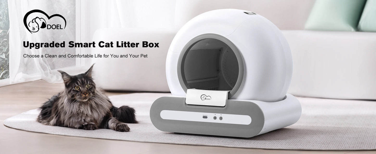 Smart Self-Cleaning Cat Litter Box with App Control & 65L Capacity