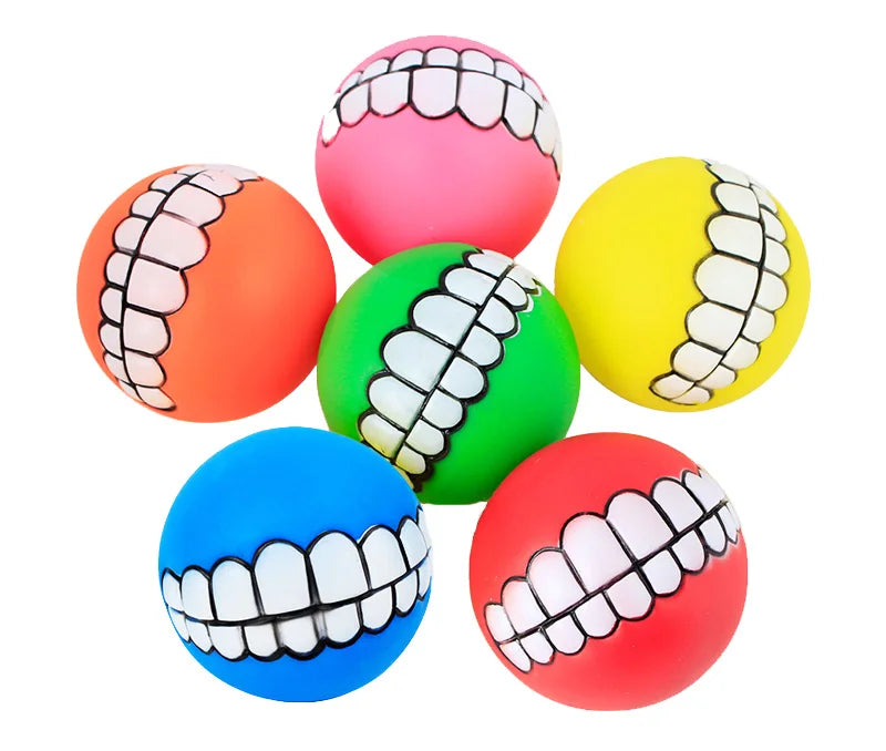 Rubber Dog Chew Toy – Squeaky Bite-Resistant Cleaning Ball for Small Dogs & Puppies