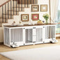 Furniture-Style Wooden Dog Crate – Large Double Kennel with Bowls & Divider