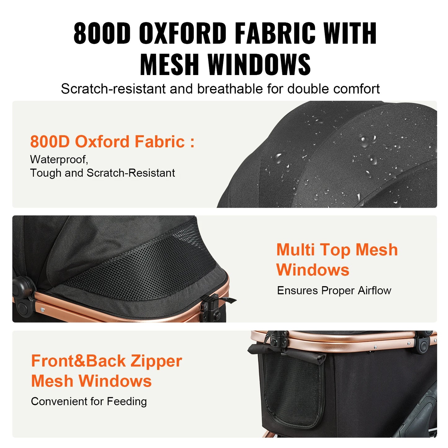 Foldable Pet Stroller with Detachable Carrier for Dogs