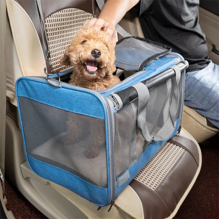 Expandable Pet Travel Carrier Bag with Breathable Transparent Design