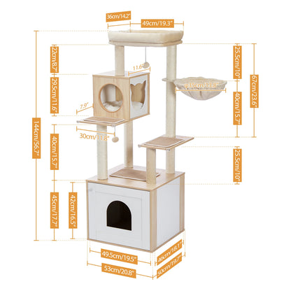 Multi-Level Cat Tree with Condo, Hammock & Scratching Posts
