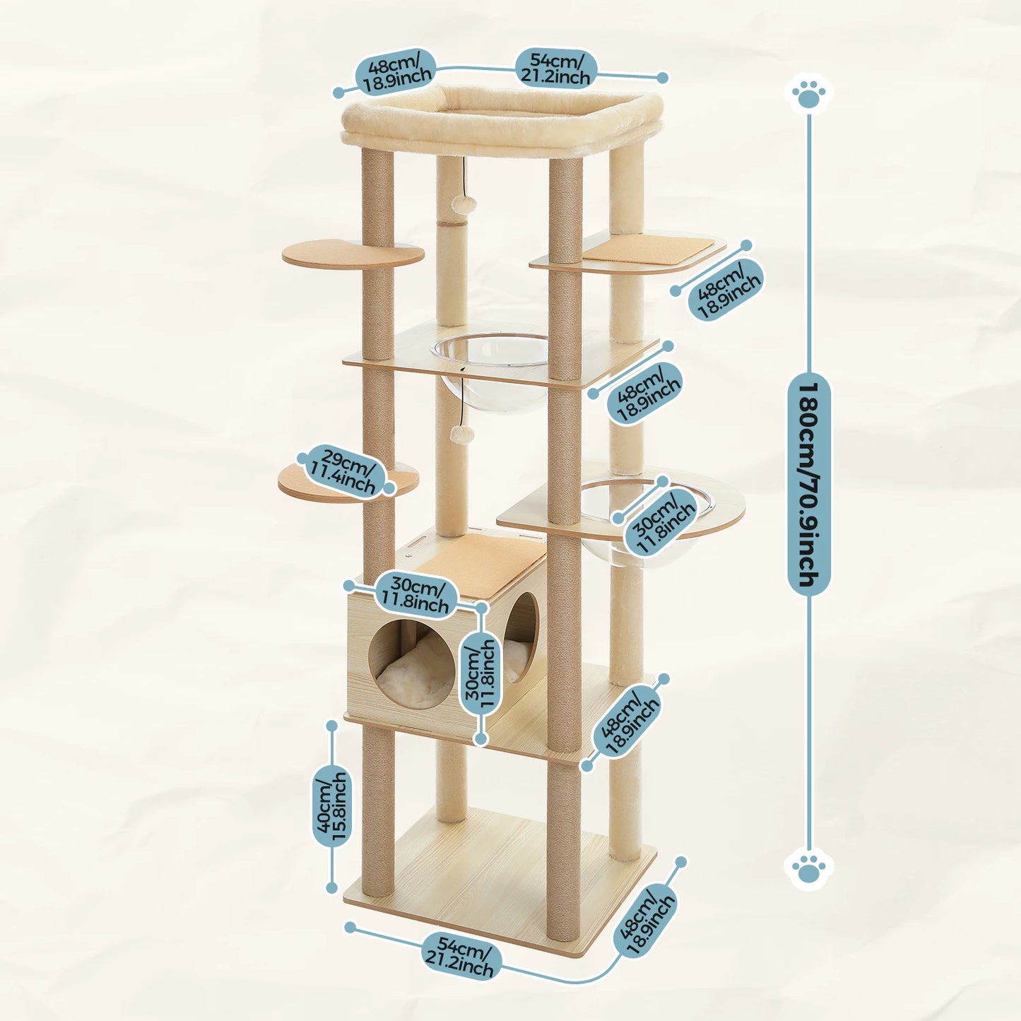 Multi-Level Cat Tree with Condo, Hammock & Scratching Posts