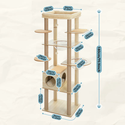 Multi-Level Cat Tree with Condo, Hammock & Scratching Posts