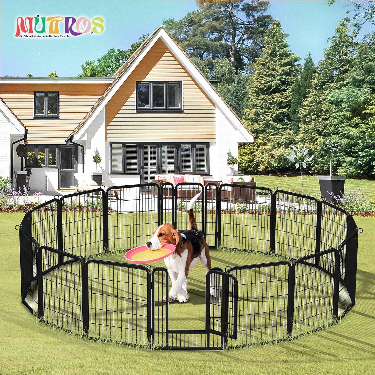 Foldable Metal Dog Playpen with Door – Indoor & Outdoor Puppy Fence